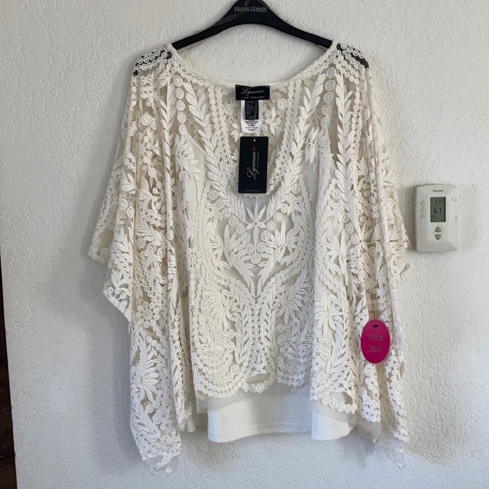 White lace 2pc top by Frank Lyman